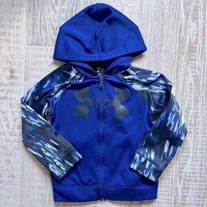 Under Armour 4T blue black white zip up hoodie long sleeve